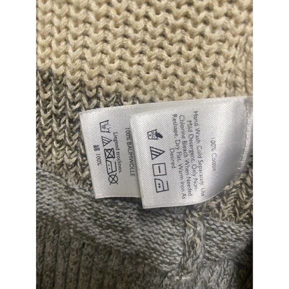 Eddie Bauer Cardigan Sweater Sleeveless Open Front Beige Ivory Stripe Size M - Picture 7 of 8